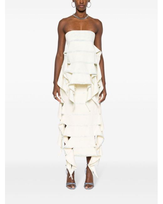 Y. Project White Denim Midi Skirt