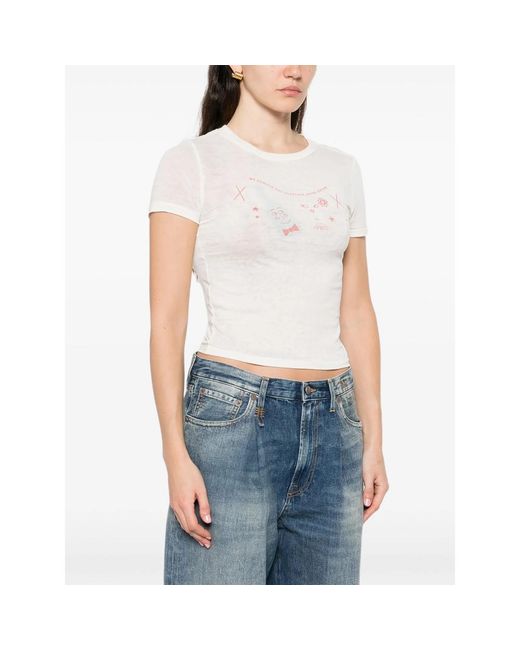 Re/done White Printed T-Shirt