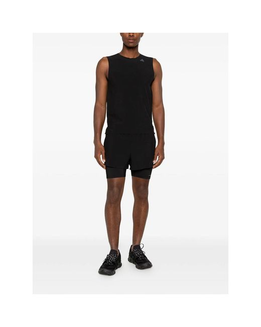 Adidas X Entire Studios Black X Entire Studios Layered Logo-Print Shorts for men