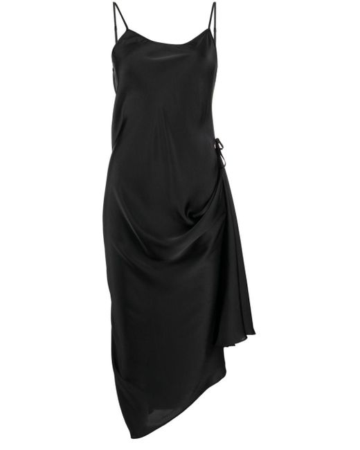 Low Classic Black Drawstring Slip Midi Dress