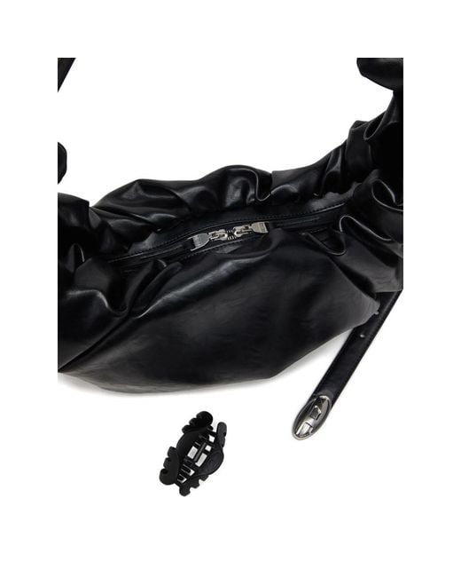 DIESEL Black Large Grab-D Scrunched Shoulder Bag