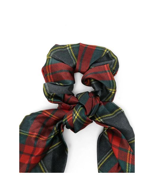 Vivienne Westwood Red Tartan-Plaid Silk Scrunchie