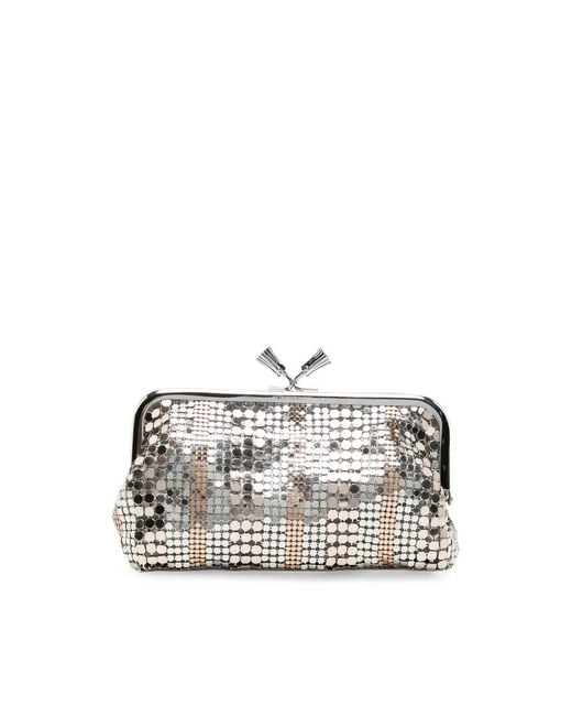 Anya Hindmarch White Maud Sequin-Embellished Frame Clutch Bag