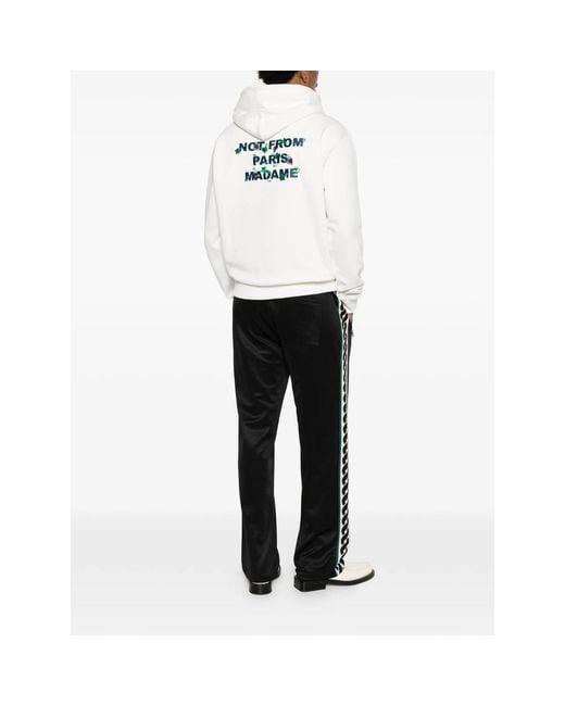 Drole de Monsieur White Vine-Embroidered Hoodie for men
