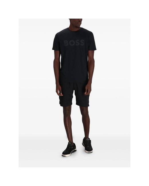 Boss Black Elasticated-Waistband Track Shorts for men
