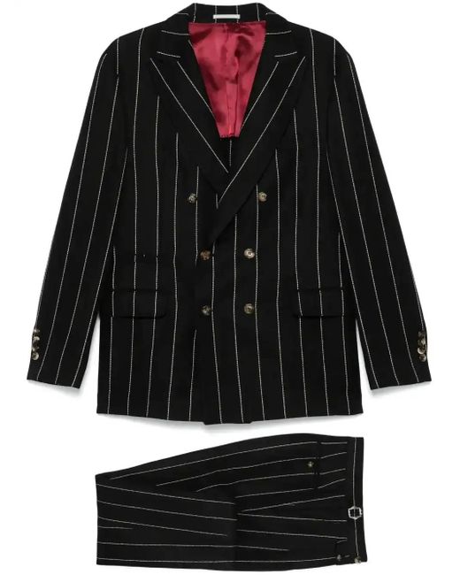 Brunello Cucinelli Black Pinstriped Suit for men