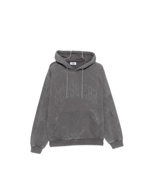 Gcds Gray Studded-Logo Long-Sleeve Hoodie for men