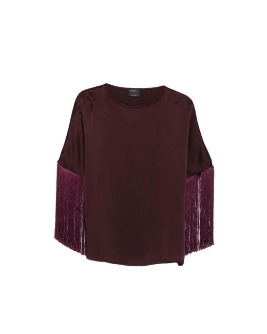 Antonelli Purple Fringe-Trimmed Long-Sleeve Blouse