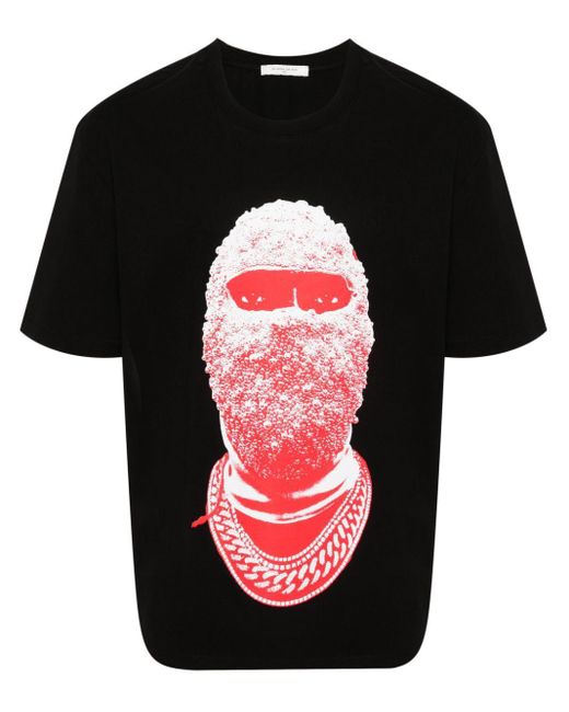 Ih Nom Uh Nit Black Face-Print Cotton T-Shirt for men