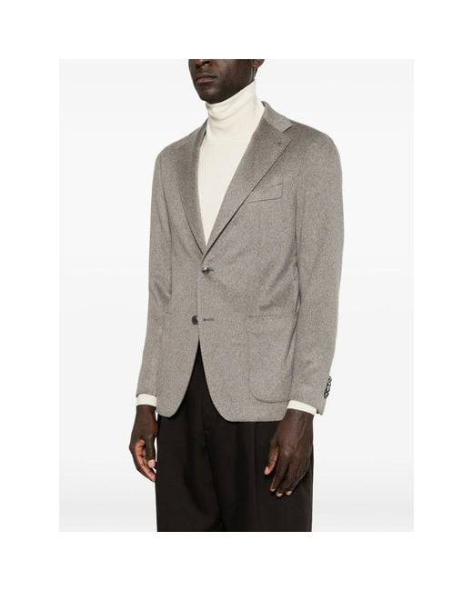 Tagliatore Gray Notched-Lapel Single-Breasted Blazer for men