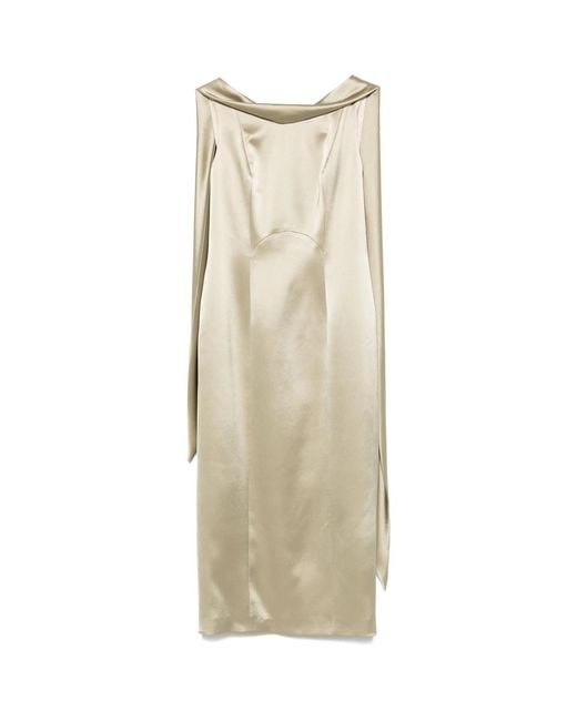 Fely Campo Natural Sash-Detail Midi Dress