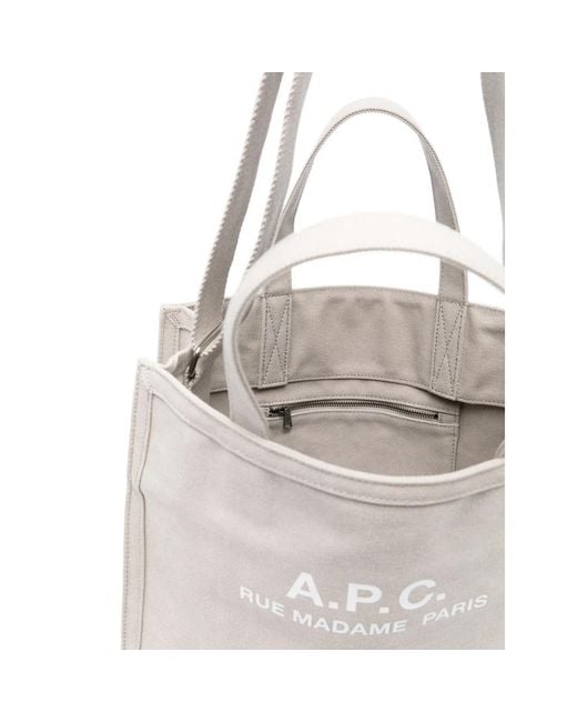 A.P.C. Gray A. P.C. Logo-Print Tote Bag for men