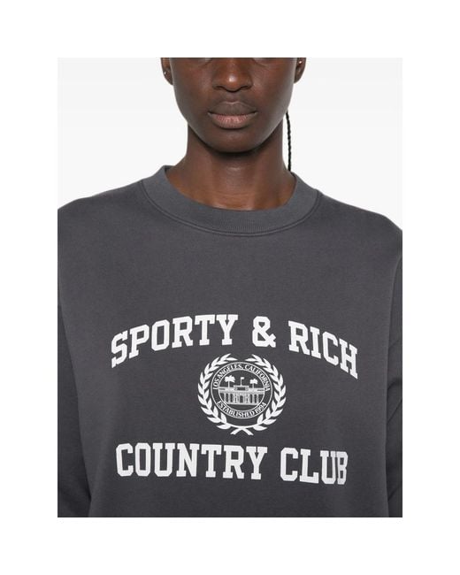 Sporty & Rich Gray Logo-Print Sweater