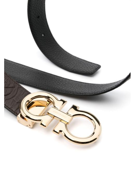 Ferragamo Black Monogram-embossed Leather Belt for men