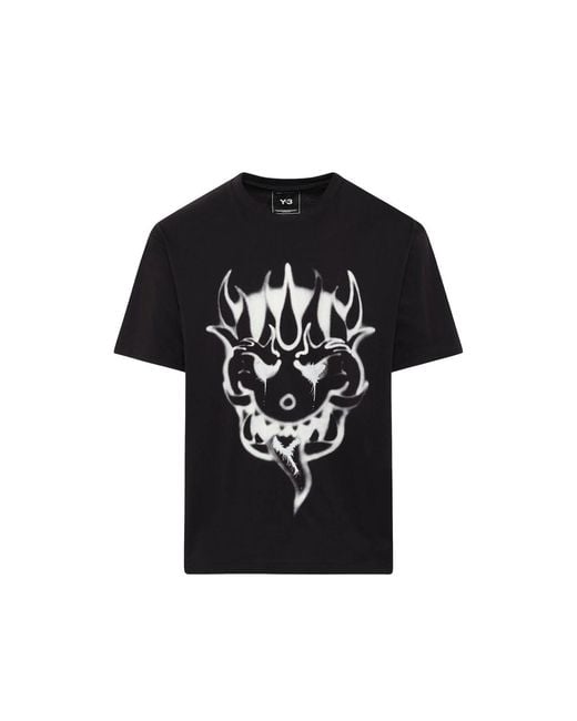 Y-3 Black Yaksha Graphic-Print T-Shirt for men
