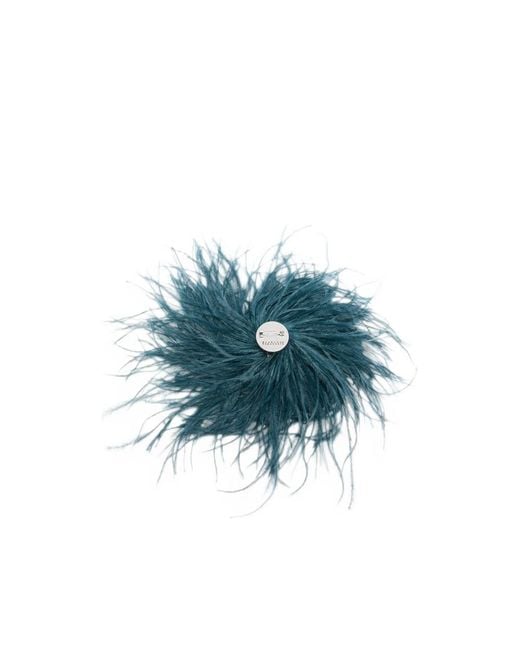 Gianluca Capannolo Blue Feather-Trim Brooch