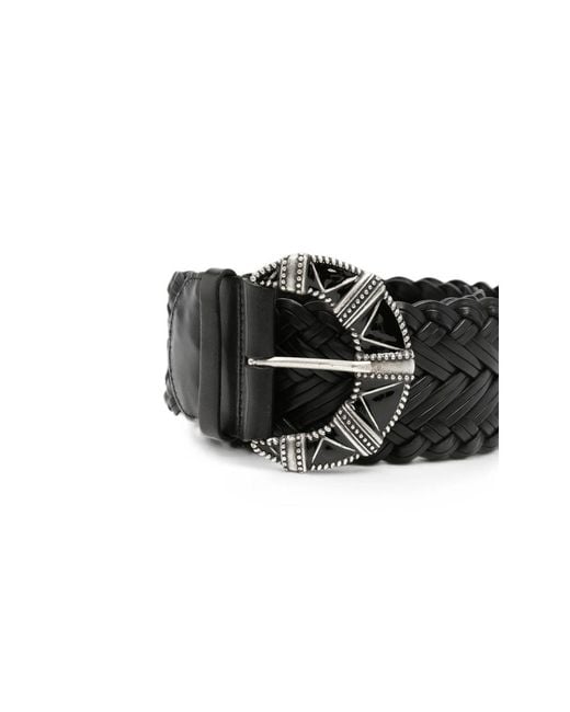 Ba&sh Black Braided Leather Belt
