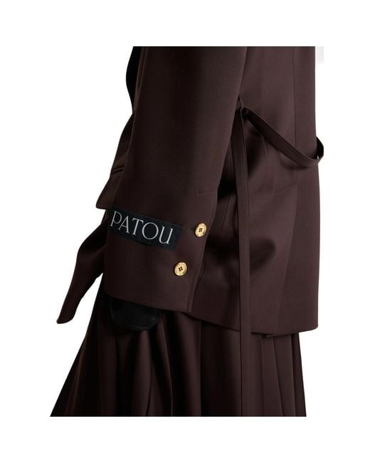 Patou Black Single-Breasted Belted Wool Jacket