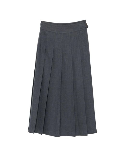 Rohe Gray Buttoned Midi Pleated Skirt