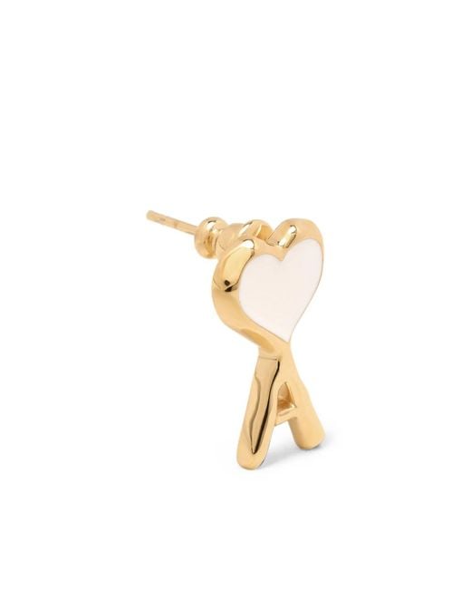 AMI Metallic Brass Earrings With Hammered Ami De Coeur for men