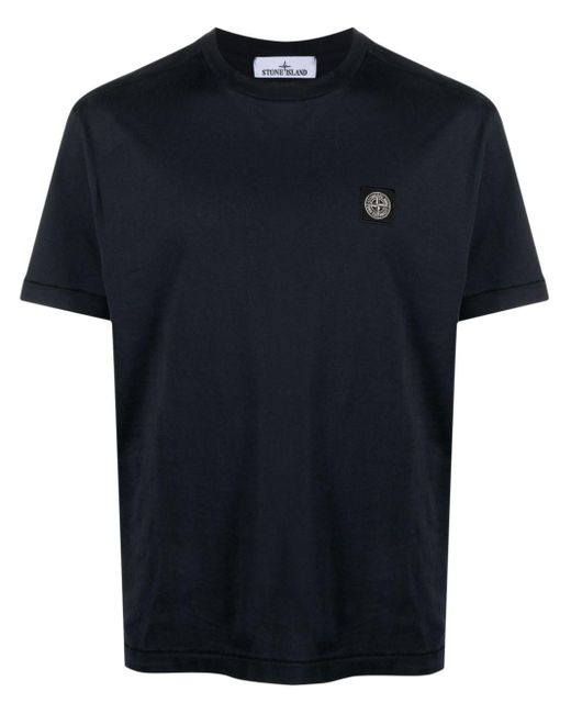 Stone Island Blue Compass-Patch Cotton T-Shirt for men
