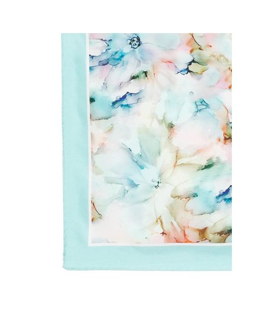 D'Aniello Blue Floral-Print Scarf