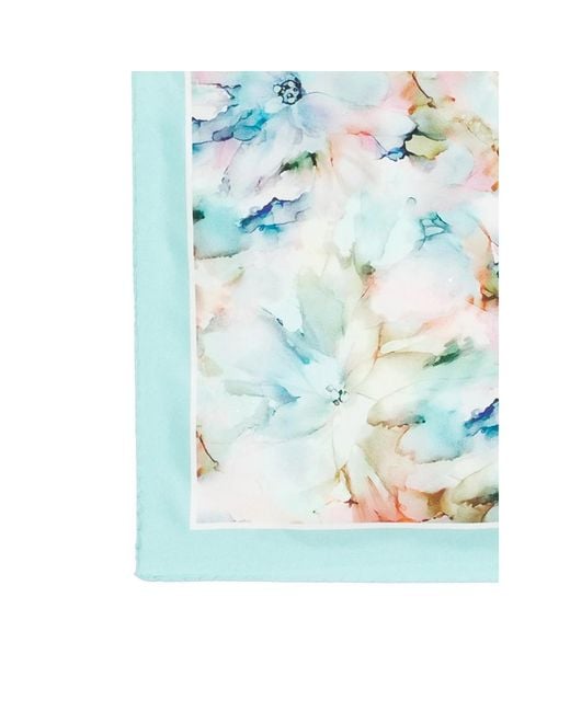 D'Aniello Blue Floral-Print Scarf