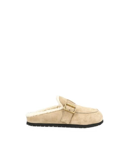 Prada Natural Suede Mules