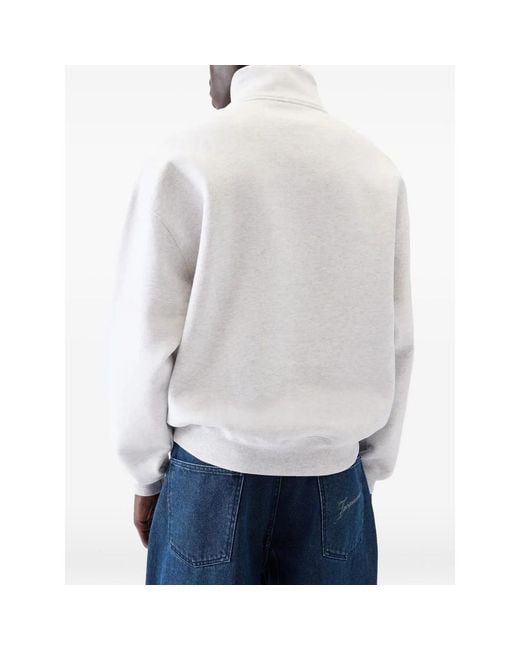 Jacquemus White Gros Grain Zip-Up Cotton Sweatshirt for men