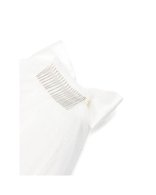 Self-Portrait White Bow-Embellished Veil