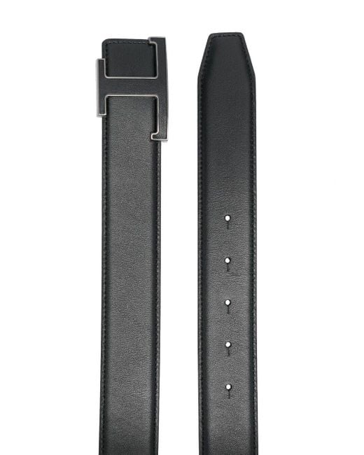 Tod's Black Calf Leather T Timeless Belt for men