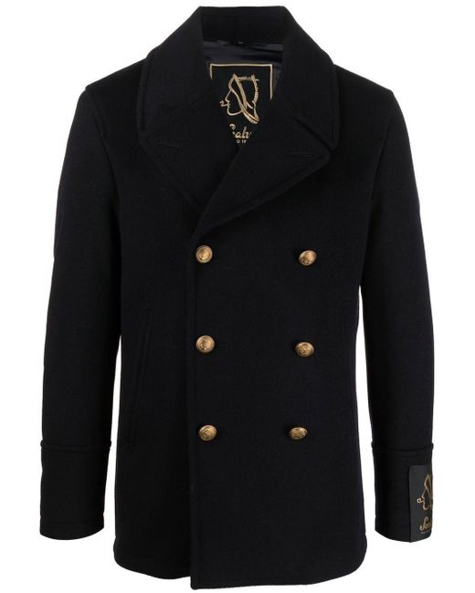 Sealup Black Double-breasted Tailored Coat for men