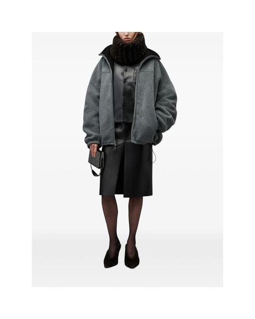 Alexander Wang Gray Reversible Funnel-Neck Track Jacket