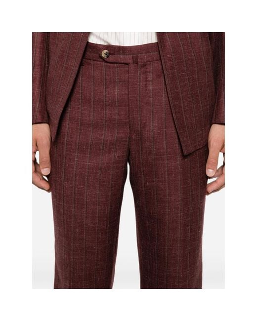 Isaia Purple Double-Breasted Pinstripe Suit for men