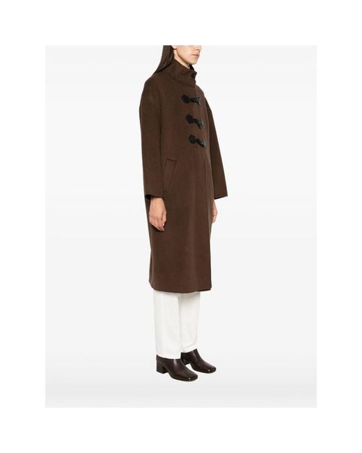 Ba&sh Brown Kaya Toggle-Fastening High-Neck Coat