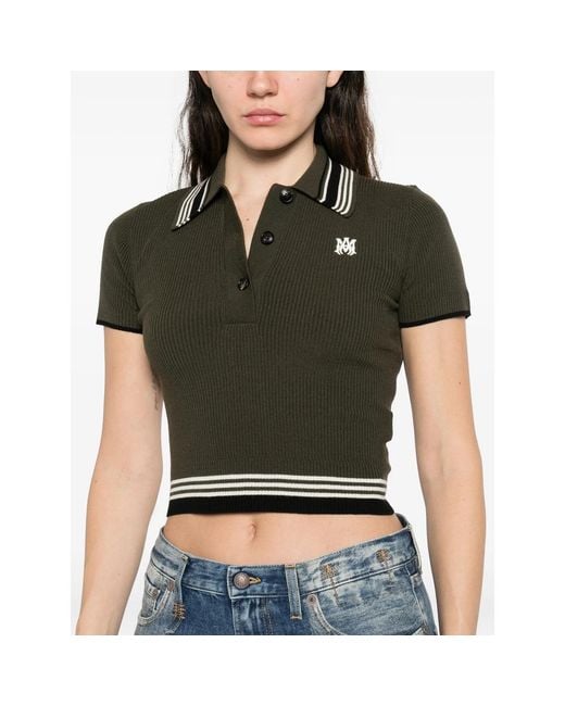 Amiri Green Logo-Embroidered Polo Top