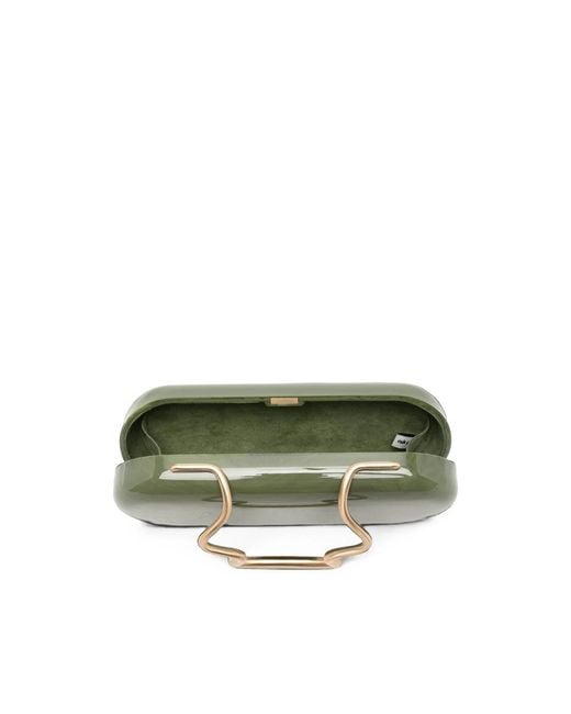 Cult Gaia Green Ilaria Marble-Effect Sculptural Clutch Bag