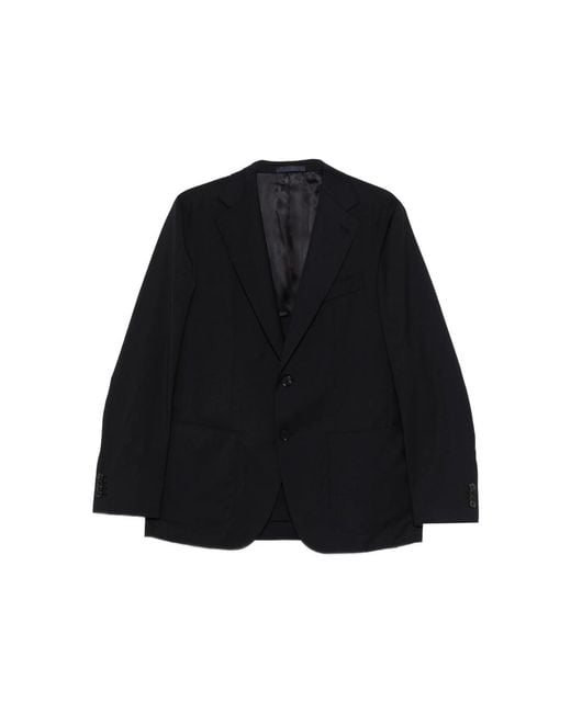 Caruso Black Aida Notched-Lapel Blazer for men