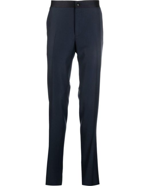 Canali Blue Tailored Wool Trousers for men