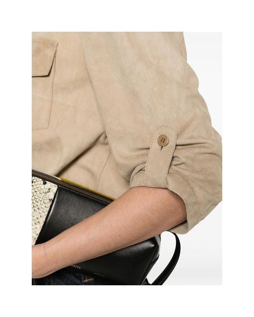 SANTORO Natural Chest-Pockets Buttoned Jacket
