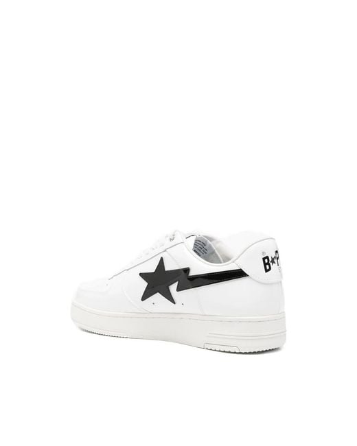 A Bathing Ape White Bape Sta Lace-Up Sneakers for men