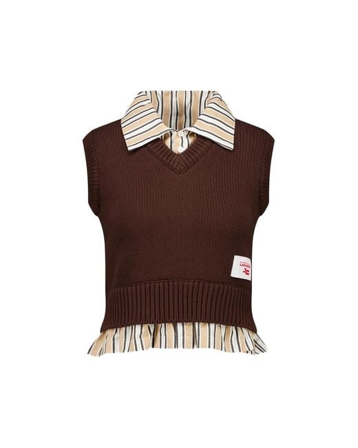 Charles Jeffrey Brown V-Neck Cropped Vest Shirt