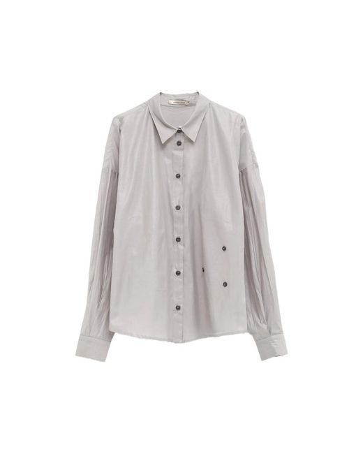 Paloma Wool Gray Donald Pleated-Sleeve Button-Detail Shirt