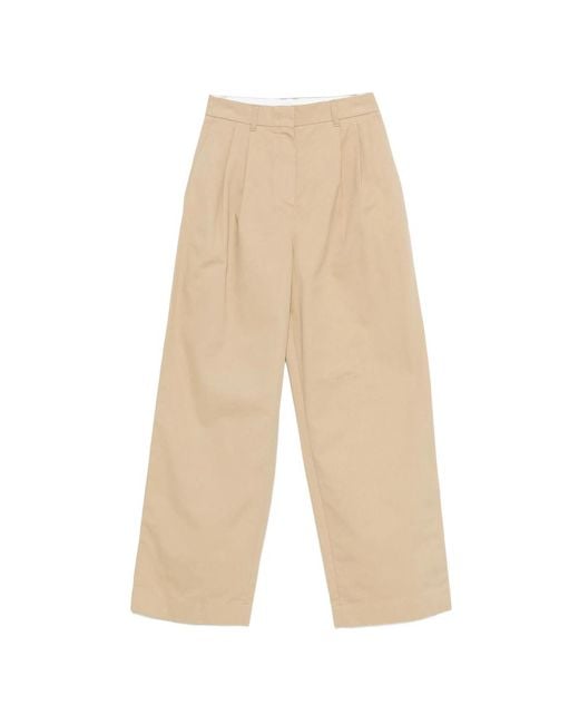 DUNST Natural Pleated-Front Trousers