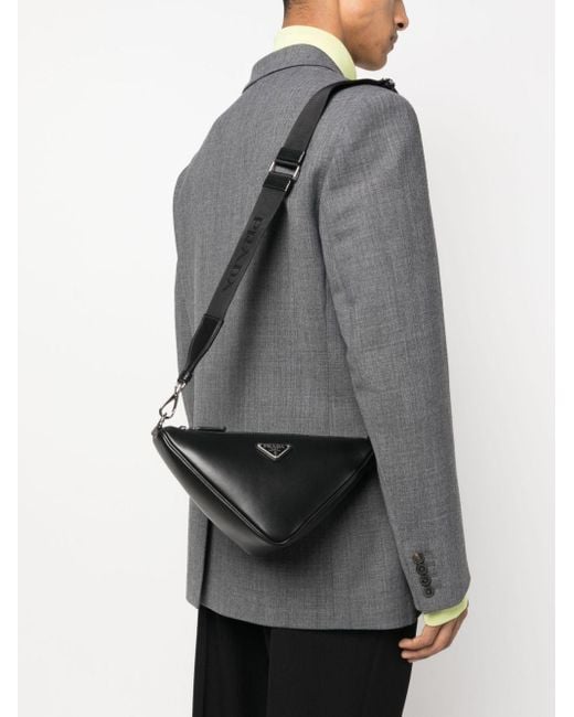 Prada Black Triangle Crossbody Bag for men