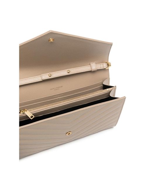 Saint Laurent Natural Cassandre Leather Clutch Bag