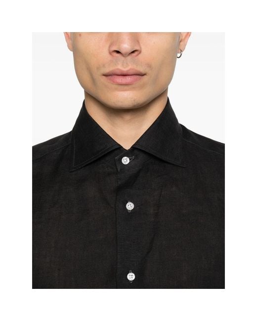 Isaia Black Buttoned Shirt for men