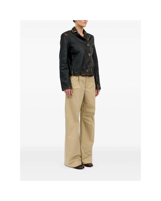 MM6 by Maison Margiela Black Buttoned Leather Jacket