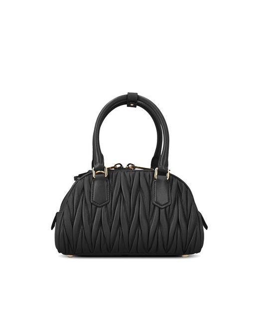 Miu Miu Black Matelassé Leather Tote Bag