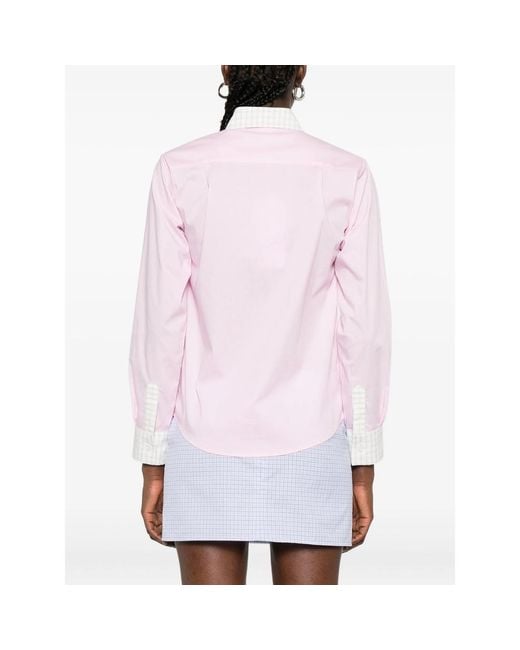 GIMAGUAS Pink Gingham-Trimmed Cotton Shirt